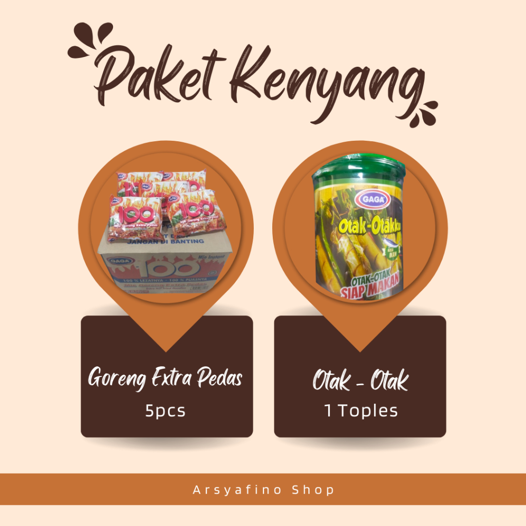 

Paket Kenyang Mie Gaga Total 6 pcs , 5 pcs Goreng Extra Pedas dan 1 Toples Gaga Sosis Otak Otak