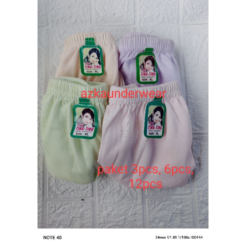 CD WANITA MURAH L, XL, XXL(JUMBO)(3PCS, 6PCS,12PCS  WARNA RANDOM) CELANA DALAM WANITA MERK TING-TING