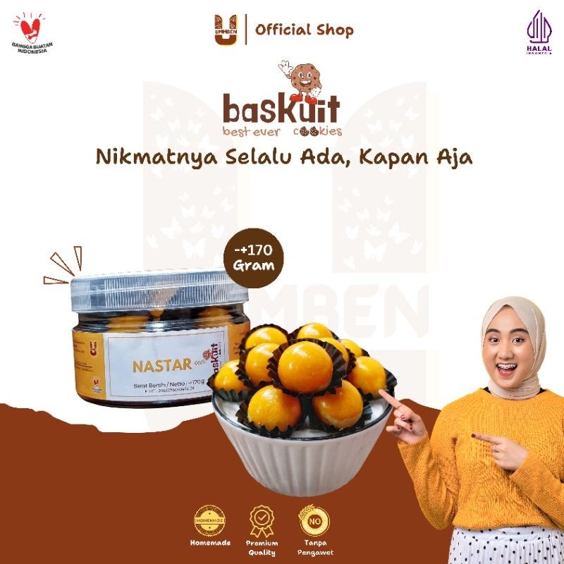 

BASKUIT Ummben Cookies Nastar Toples 170g Cemilan Kue Kering Lebaran Natal Homemade Premium Halal