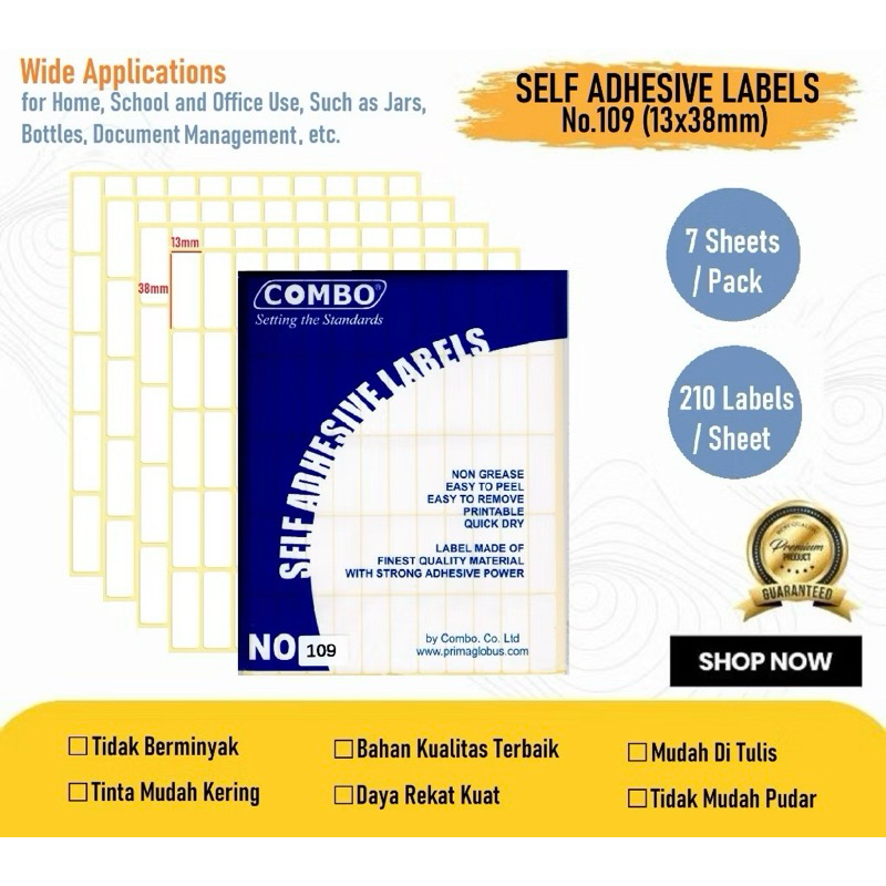 

Stiker Label No.109 12x38mm / Self Adhesive Labels No 109 / Label Sticker