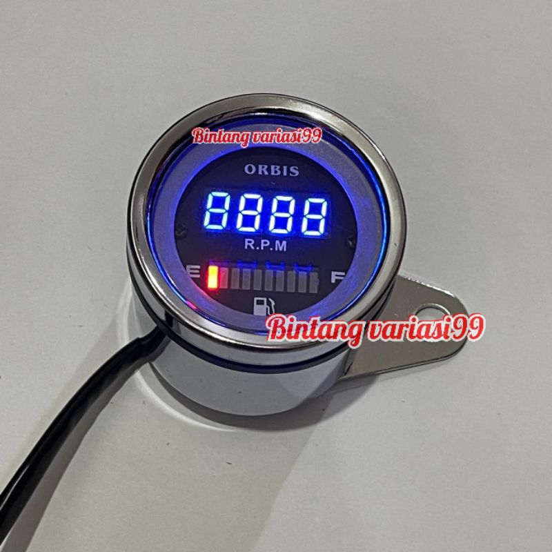 Speedometer Fuel Meter 2in1 Digital Rpm Plus Amper Bensin LED Universal