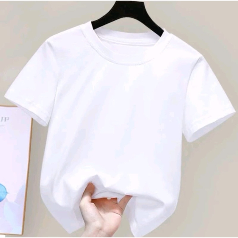 kaos putih polos anak bahan lembut halus / baju polos anak / kaos putih polos