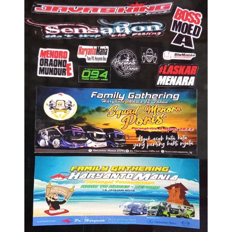 Stiker miniatur bus,Banner Famgath,Haryanto Mania,Sensation,DLL