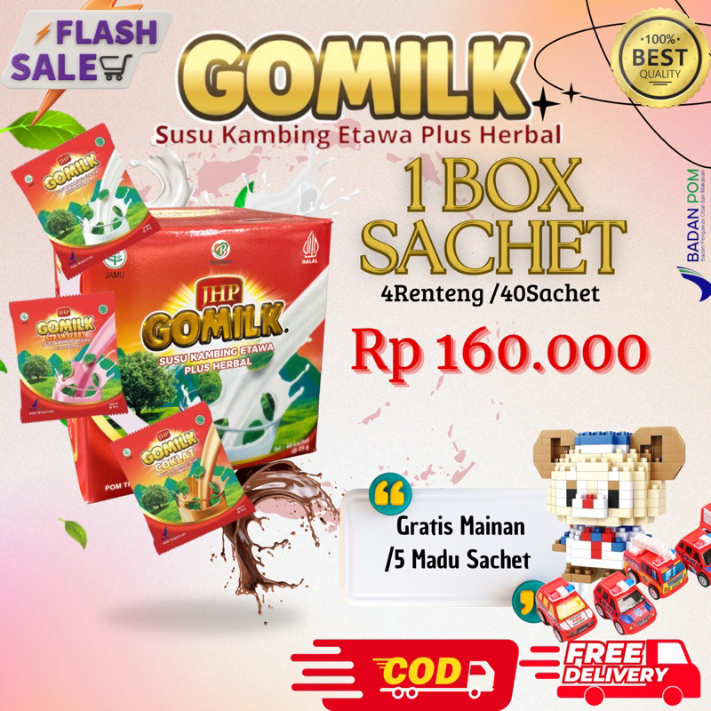 

GOMILK Sachet [1Box][Free 5Sachet Madu]SUSU ETAWA Praktis & Mudah Dibawa, Membantu Meningkatkan BB Anak