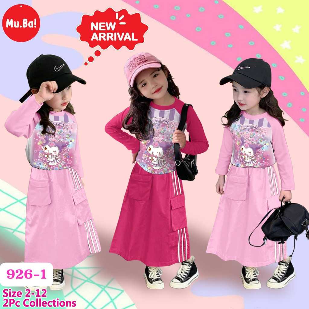 MILLI Mu.Ba Kuromi 926-1 Set Setelan Celana Anak Perempuan Barbie 311-15  485-1 3-8 Tahun