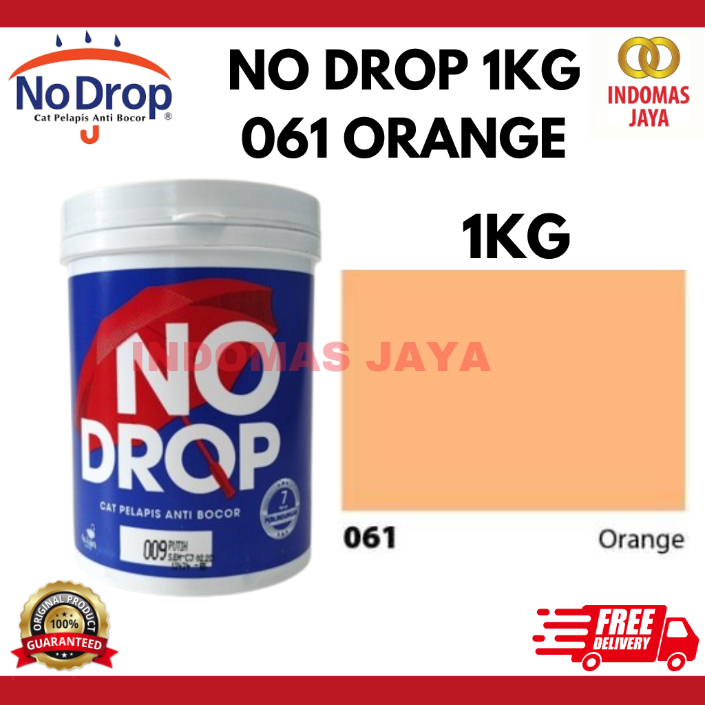 CAT ANTI BOCOR KEDAP AIR WATERPROOFING 1KG 061 ORANGE NODROP / NO DROP 1KG GALONAN 061 ORANGE