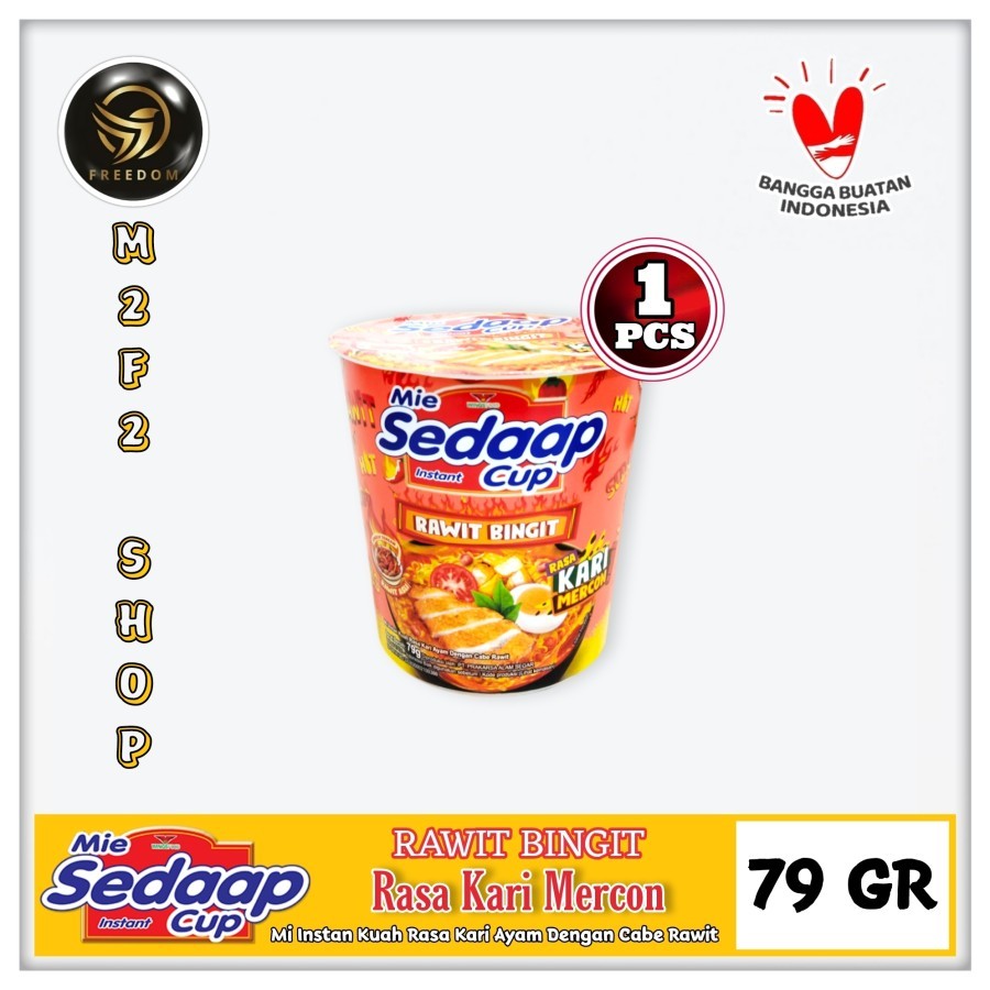 

Mie Sedaap Cup Instant Kuah Rawit Bingit Rasa Kari Mercon - 79 gr (Kemasan Satuan)