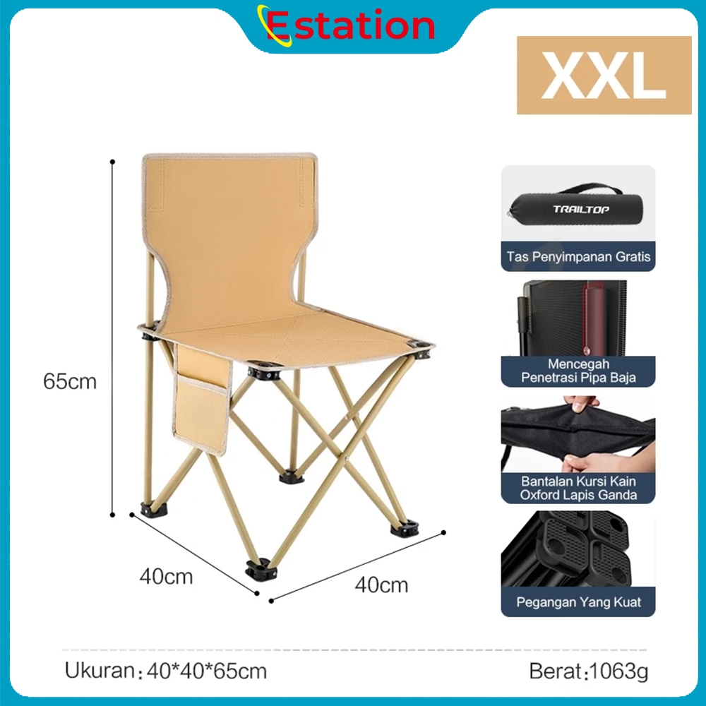 Estation - Kursi Lipat Outdoor / Kursi Lipat Camping Memancing /  Folding Chair Portable Serbaguna M
