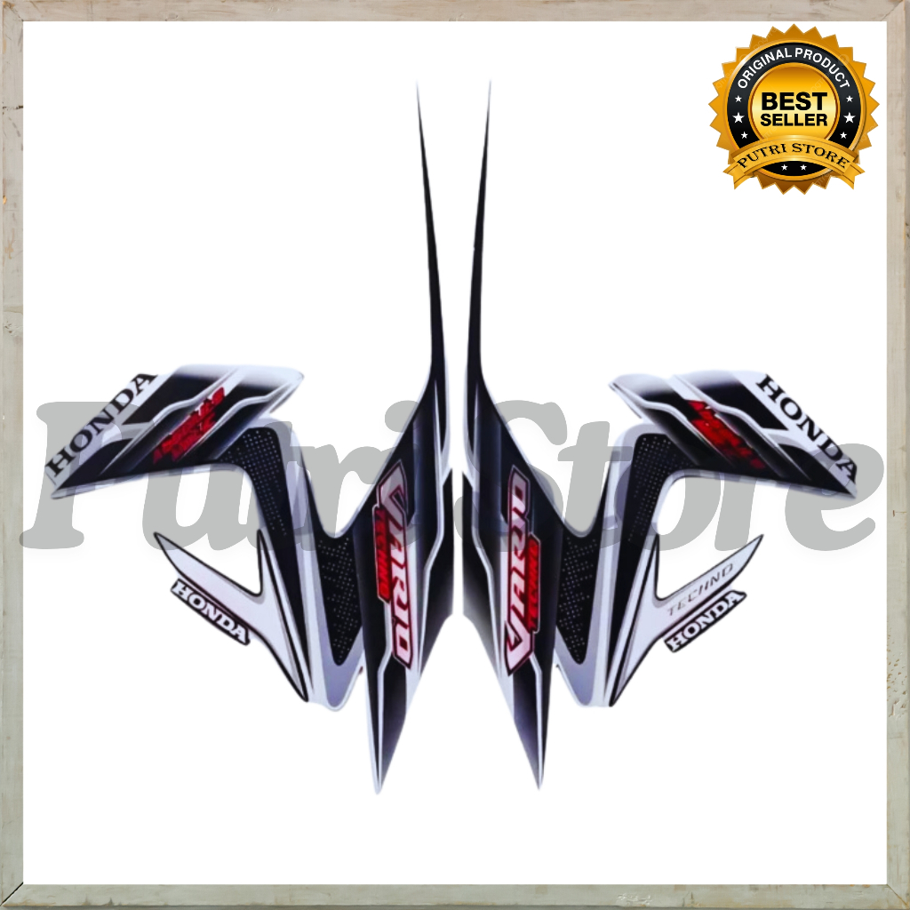 Stiker Striping Honda Vario Techno 2010 110 Putih Hitam List Stiker Standar Vario Techno 2010