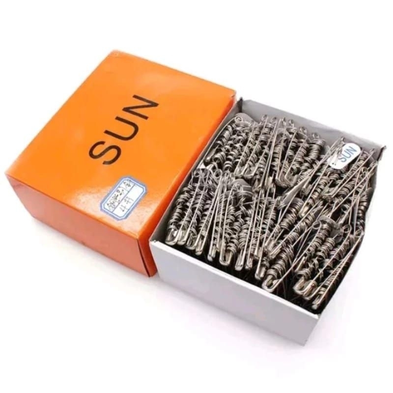 1Box Isi 72 Renceng Peniti SUN Silver Besar Peniti Anti Karat Peniti SUN Asli Peniti SUN Ori Peniti 