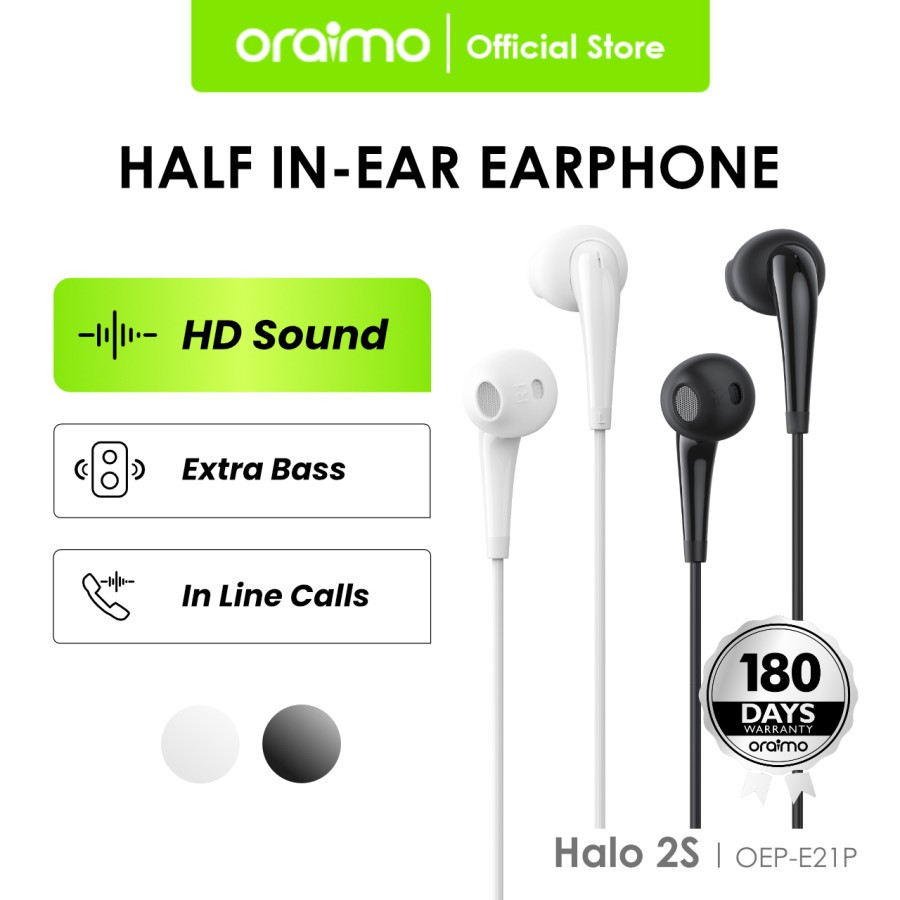 Headset Oraimo OEP-E21P Oraimo Headset Legendary Sound Earphone With Mic - Gadgetin.Id1