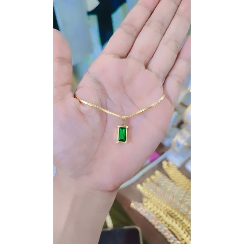 kalung titanium mata hijau anti karat