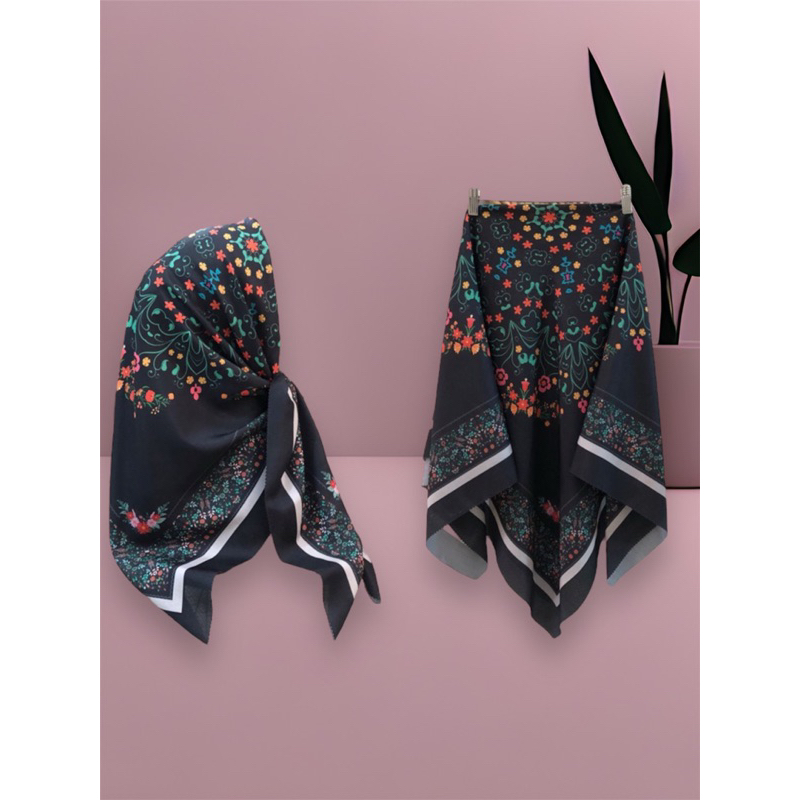 PART 3 segi empat voal motif bunga besar dan etnik//FREE POUCH HIJAB//segiempat voal terlaris halus 