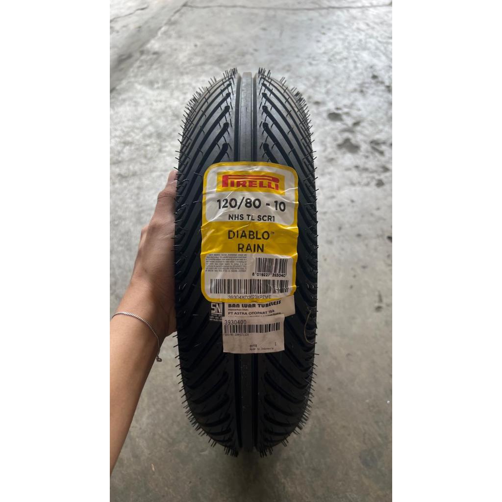 PAKET BAN PIRELLI DIABLO RAIN 100/80-10 & 120/80-10 TUBELESS MOTOR  VESPA