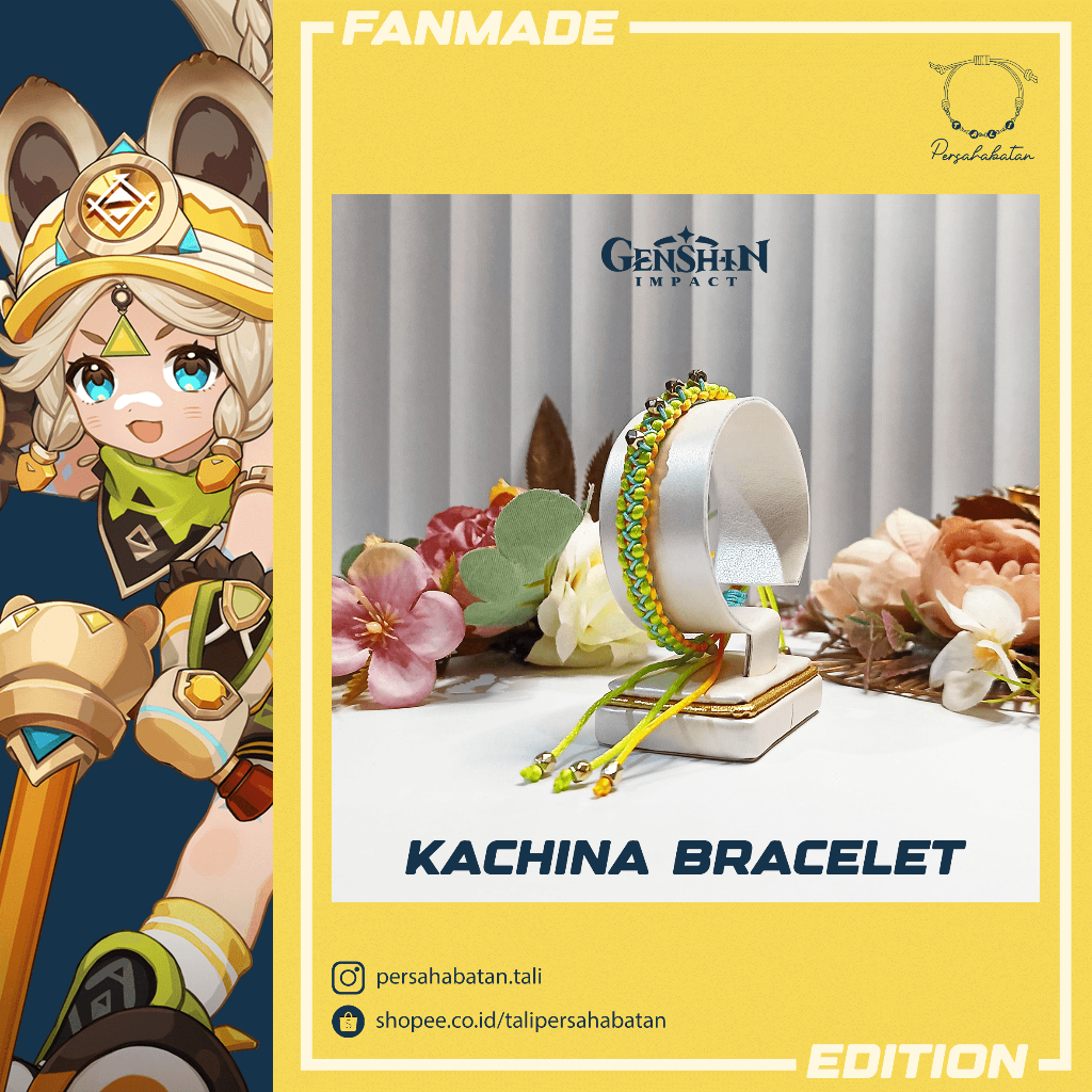 Genshin Gelang Tali Kachina Kuning Hijau Biru