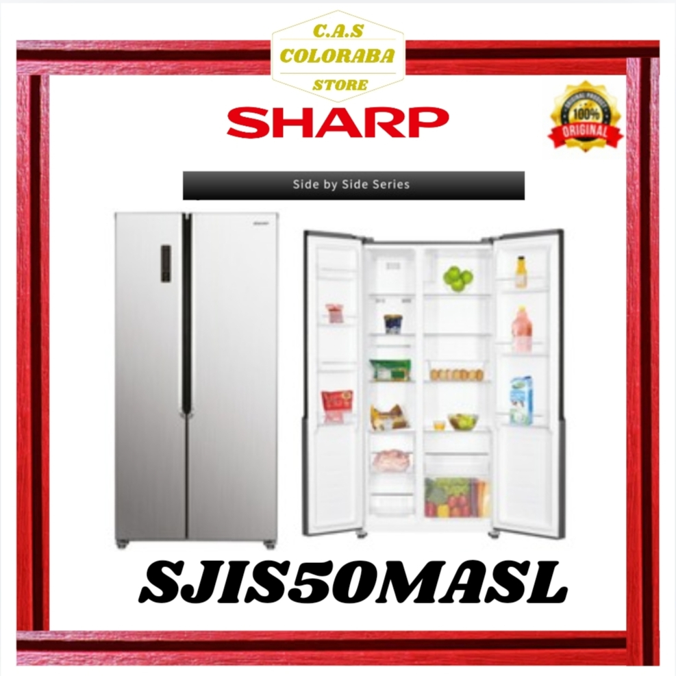 KULKAS SHARP SJIS50MASL KULKAS SIDE BY SIDE 442 L 50MASL KULKAS SIDE BY SIDE SHARP SJIS50