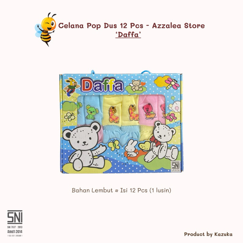 SNI - 12 Pcs Celana Pop Dus Daffa & Kazuka / Celana Bayi Baru Lahir Celana Pop Unisex - Azzalea Stor