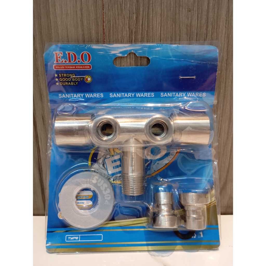 Double Stop Kran 2 Lubang Merk EDO 1/2"