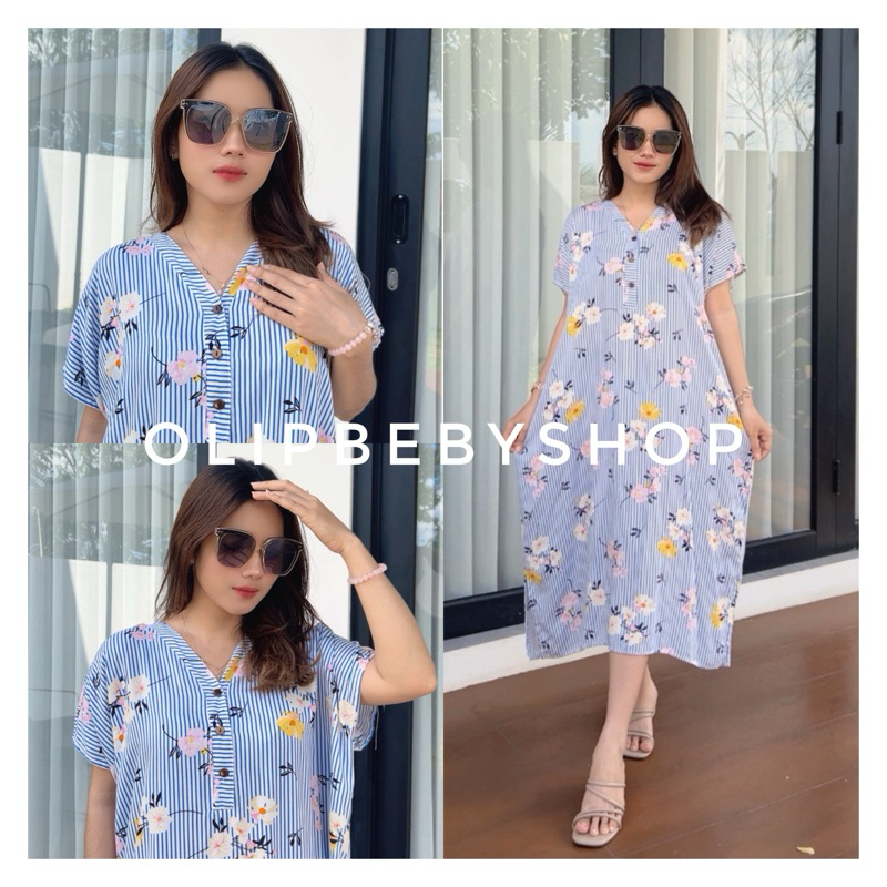 Bella Dress Wanita Jumbo Busui Rayon Viscose