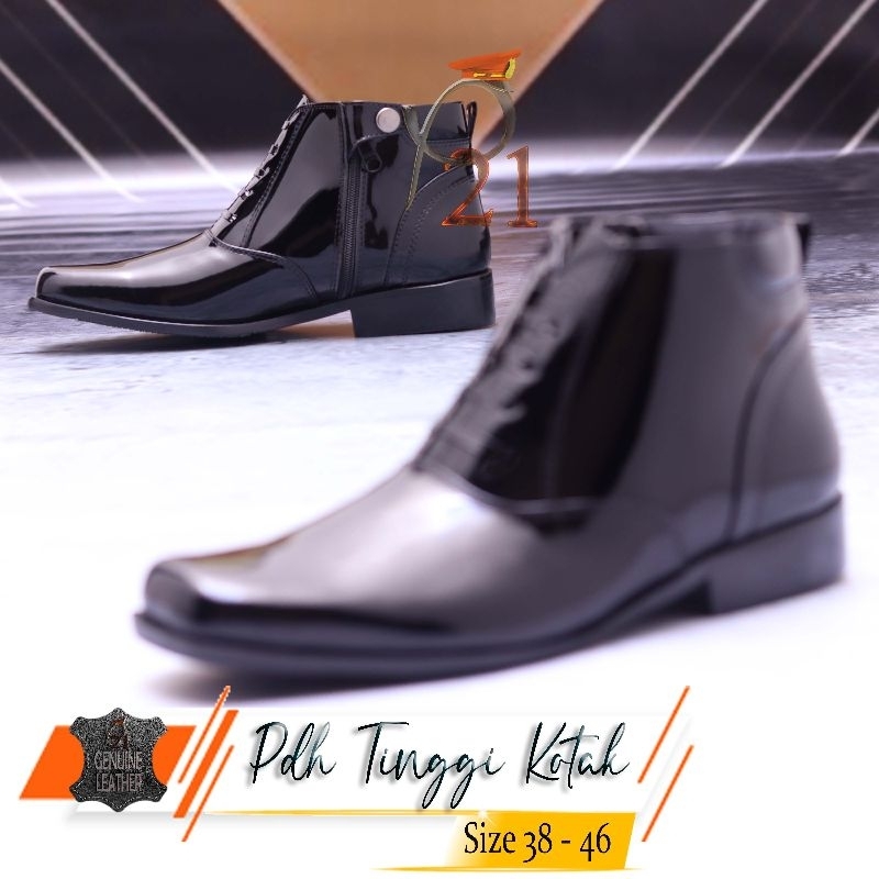 sepatu pdh pria merk p21 kulit asli model PDH TINGGI KOTAK