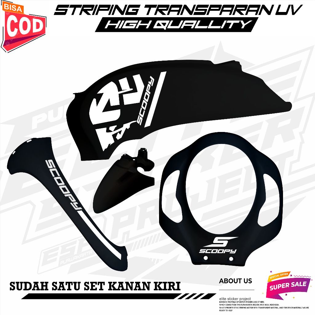 STRIPING VARIASI TRANSPARAN HONDA SCOPY DONAT 2020 STICKER MOTIF TERBARU KEREN SIMPLE