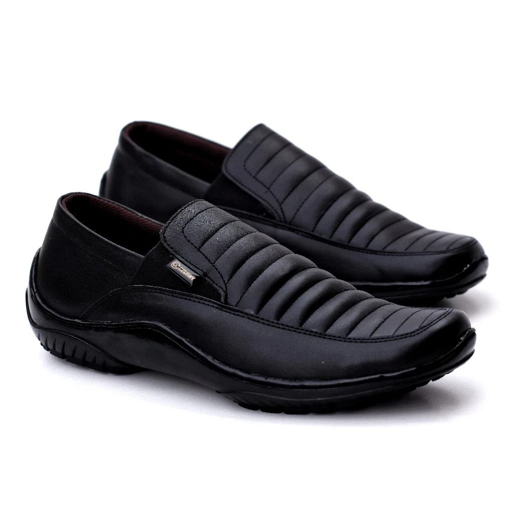 CEVANY CORZA KULIT Sepatu Slip On Pria Pantofel Kerja Hitam