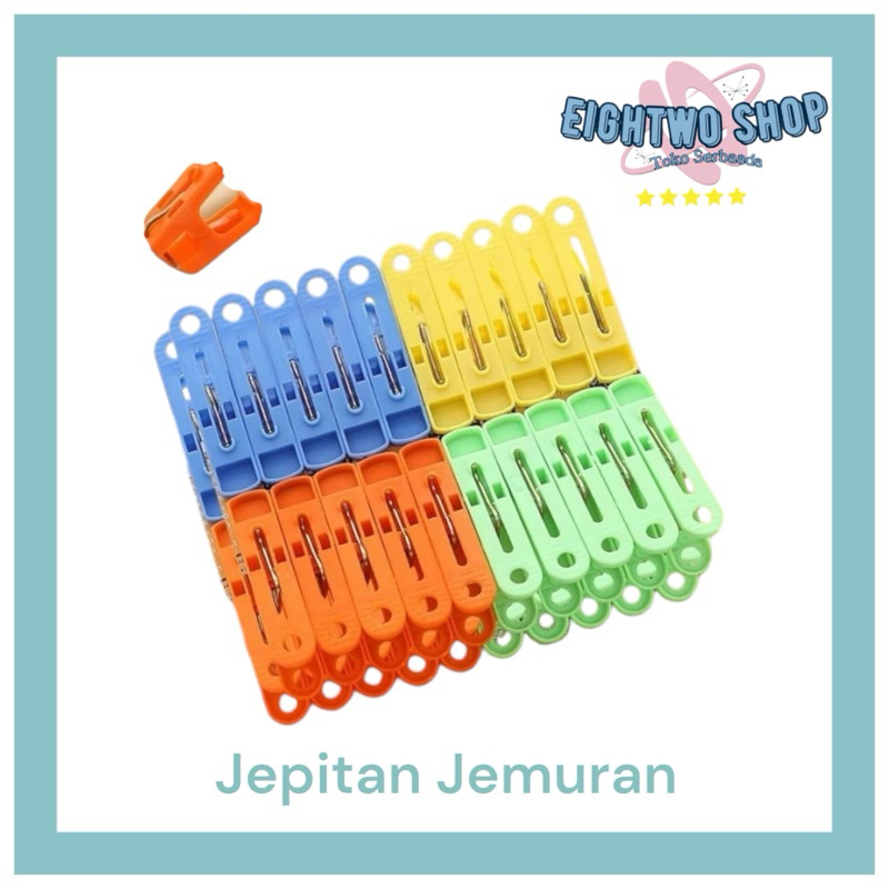 Jepitan Jemuran Baju (isi 20pcs) / Holder Plastik Warna Jepit Jemur Cucian Rumah Tangga Laundry Loun
