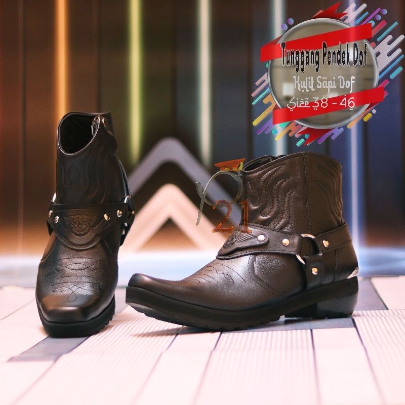 sepatu pdh pria merk p21 kulit asli model TUNGGANG PENDEK DOF