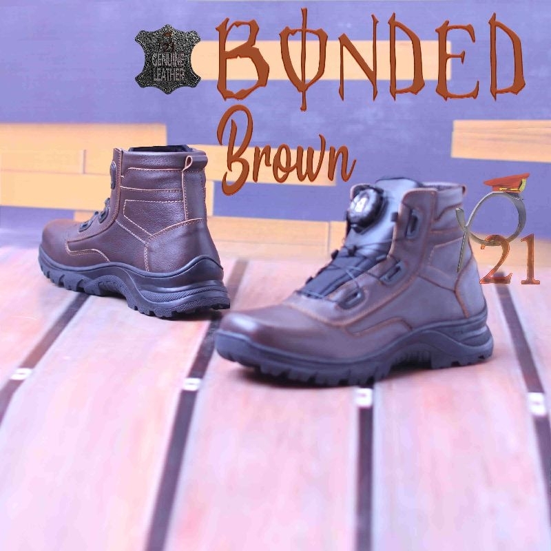 sepatu pdh pria merk p21 kulit asli model BONDED BROWN
