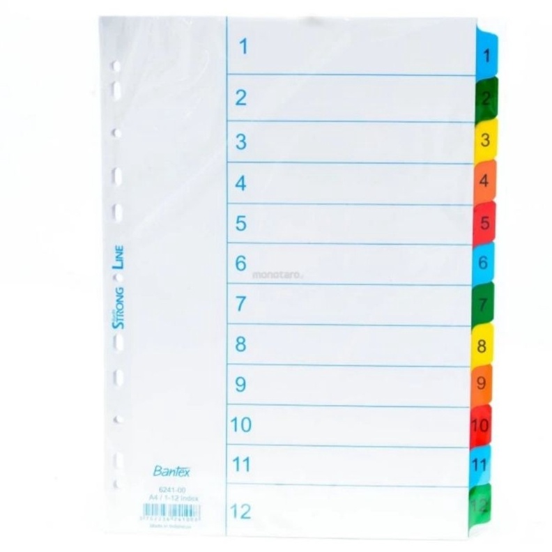 

Diskon 4 Divider File Pembatas Ordner Binder Index Angka 112 Ukuran A4 BANTEX 6241 A49