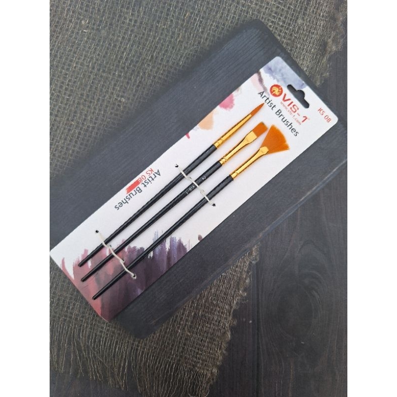 

VIS-1 ARTISH BRUSH 3 Pcs/Kuas Gambar Isi 3/Kuas Lukis /Kuas Cat Air/Alat Melukis