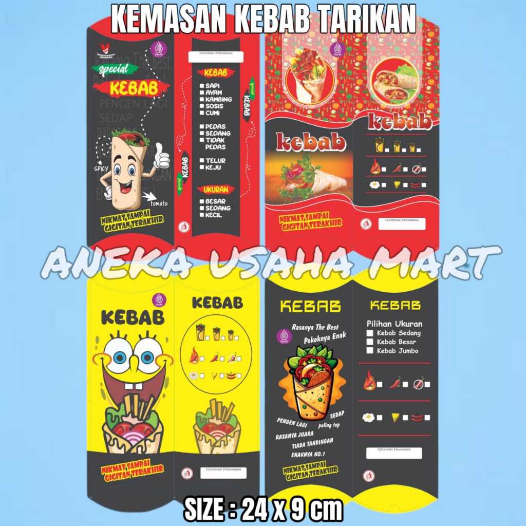 

OBRAL Kertas Bungkus Kebab 100 PCS - Dus Kebab - Wadah Kebab - Kemasan Kebab