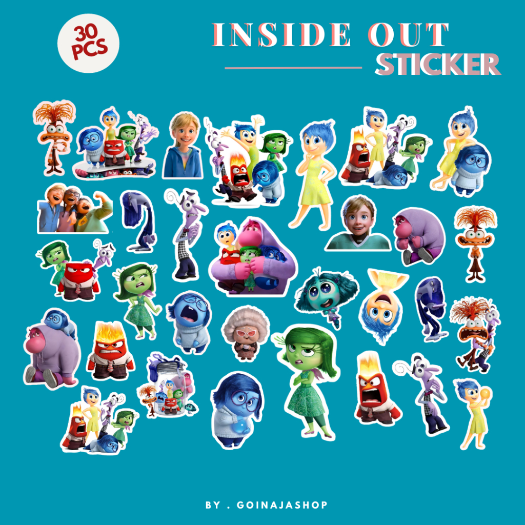 

Stiker Inside Out Joy Sadness Fear t Pack 30 PCS Aesthetic Lucu Vinyl Tahan Air Waterproof untuk Laptop - HP - Casing -Buku - Botol Minum - Helm - Hiasan Ruangan
