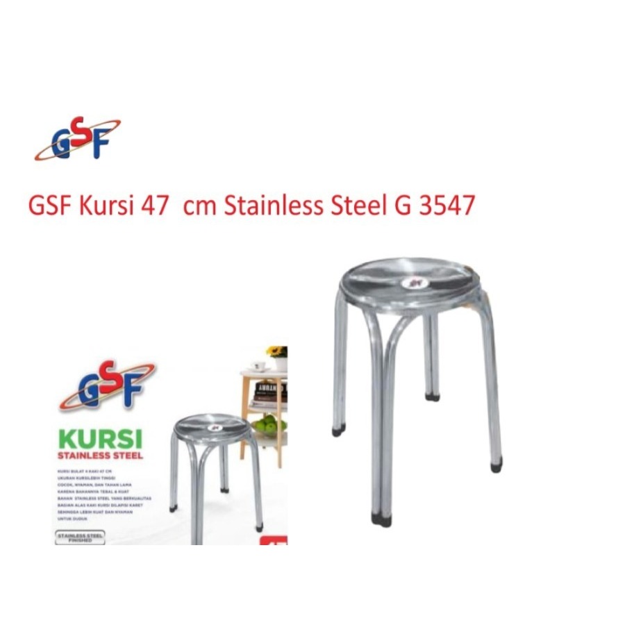 GSF BANGKU 47 CM KURSI BASO BULAT STAINLESS TINGGI ROUND CHAIR G-3547
