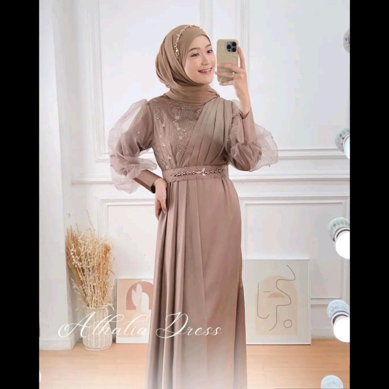 Dress ATHALIA/Athalia dress wanita kekinian/Gaun wanita muslimah/Abaya kondangan