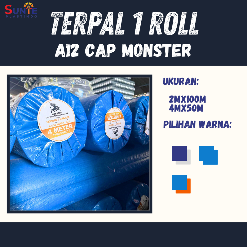 TERPAL PLASTIK A12 CAP MONSTER UKURAN ROLL