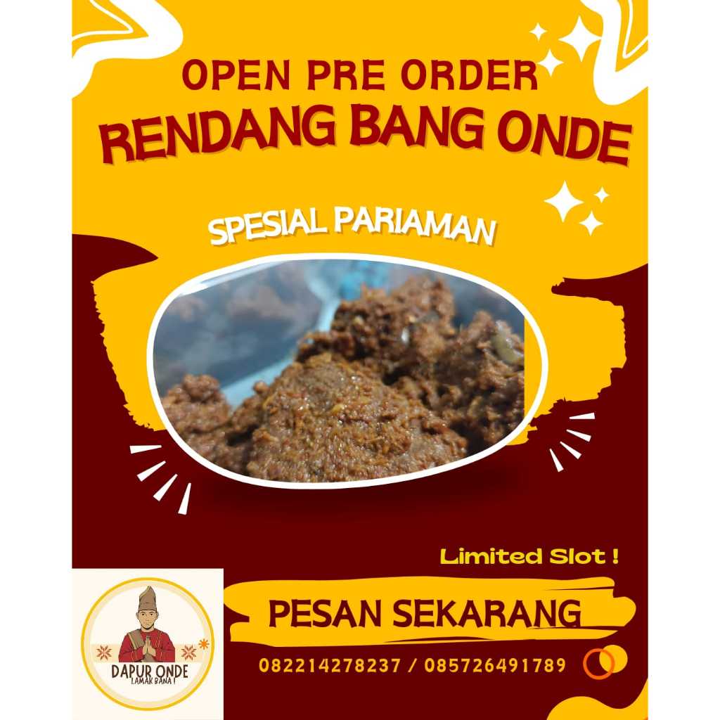 

RENDANG ASLI PADANG BANG ONDE/MAKANAN SIAP SAJI/DAGING RENDANG