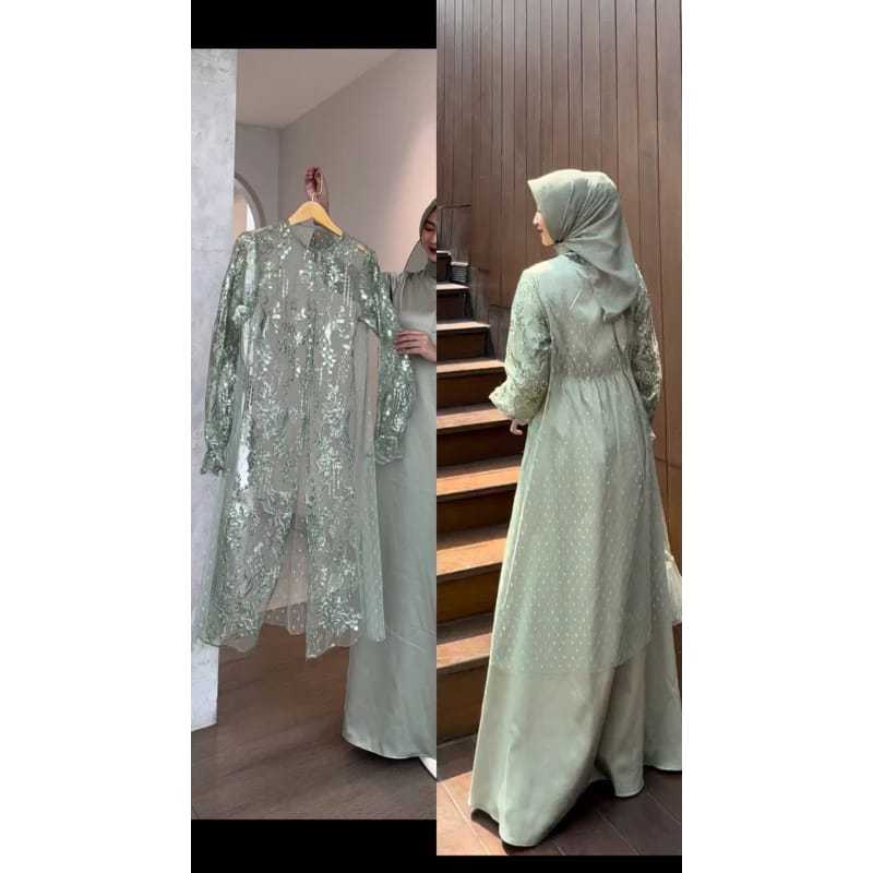 RADIFAA SET OUTER BRUKAT TILE DOT ONE SET JUMBO ONE SET OUTER KONDANGAN DRESS WISUDA KEKINIAN DRESS 