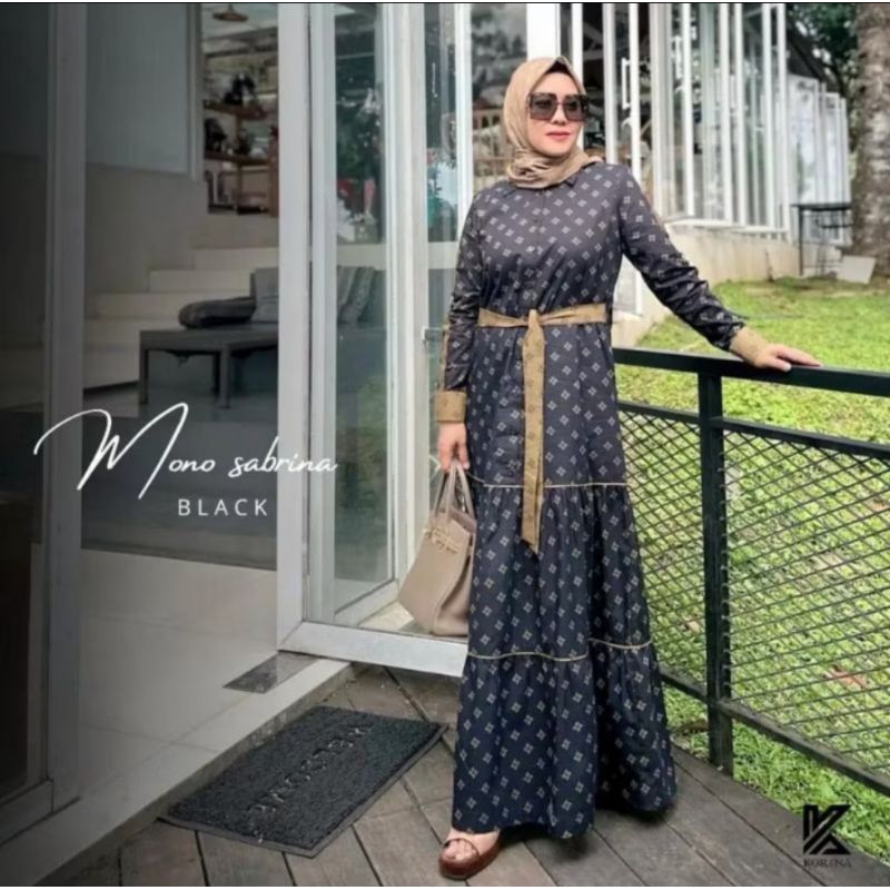 mono sabrina dress KORINA hitam (preloved)