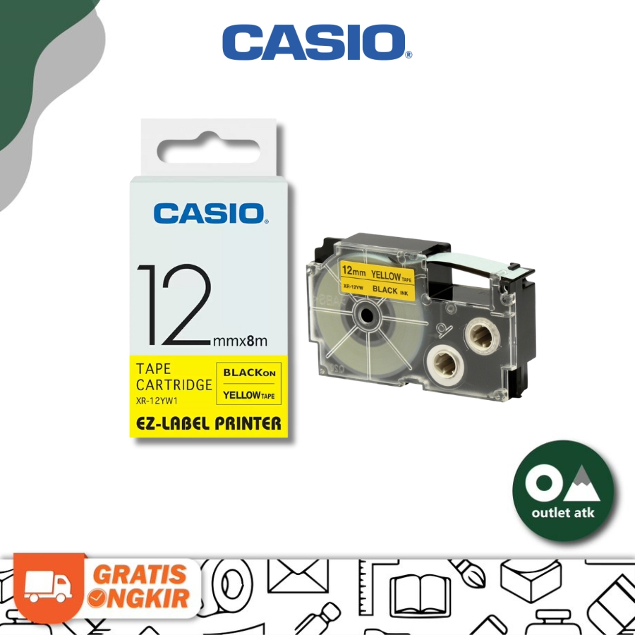

Casio Tape Cartridge 12x8m Black on Yellow Tape - Label Printer