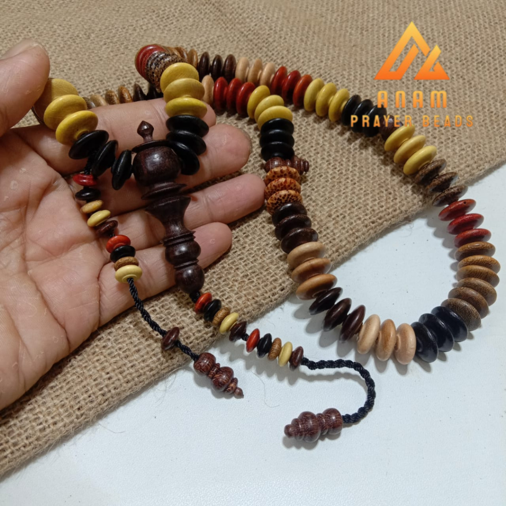 Tasbih kombinasi 11 kayu bertuah ukuran 16mm model pipih tasbih 99 butir