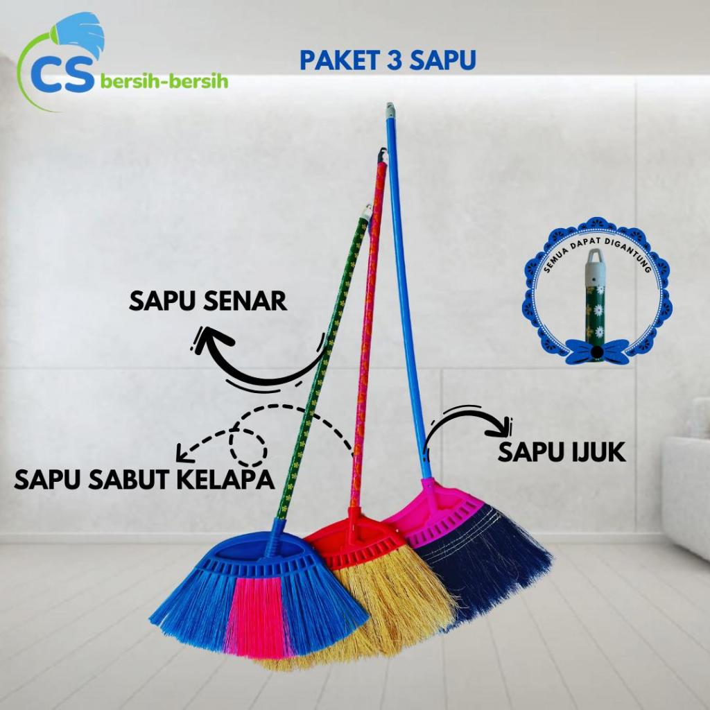 PAKET 3 SAPU(SAPU IJUK , SAPU SABUT KELAPA, SAPU SENAR)
