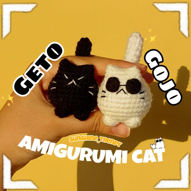 Gojo Satoru x Geto Suguru Cat Keychain Crochet Jujutsu Kaisen | amigurumi kucing keychain | kucing g