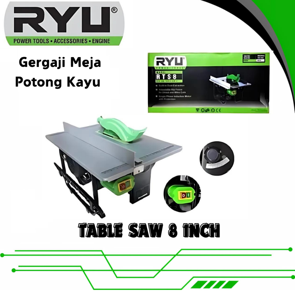 RYU RTS 8 inch Table Saw 8 Inch / Mesin Gergaji Kayu Meja Mesin Gergaji Table saw Gergaji kayu 200Mm