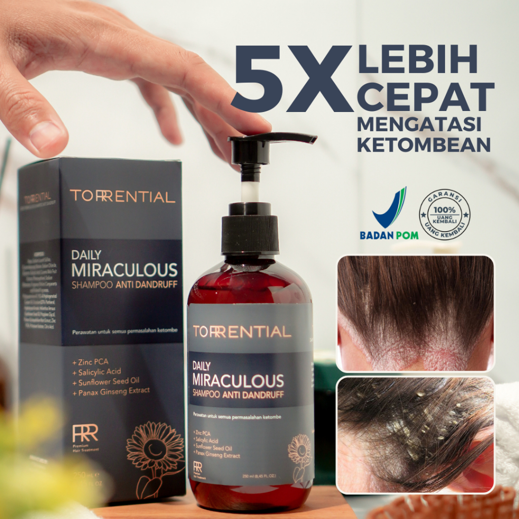 Shampo TORRENTIAL DAILY MIRACULOUS shampo anti dandruff rambut rontok parah dan penumbuh rambut sham