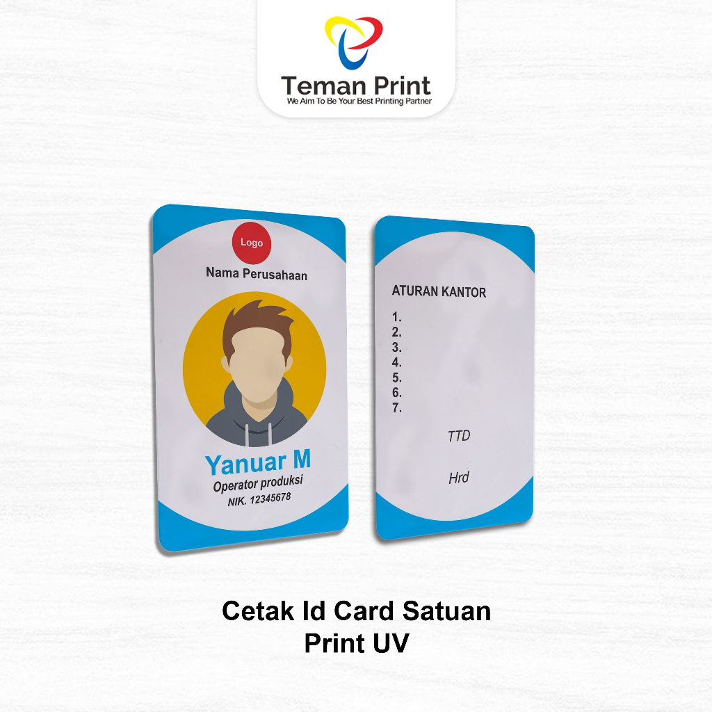 

Teman Print Cetak Id Card 1 Sisi 2 Sisi Print UV Anti Luntur