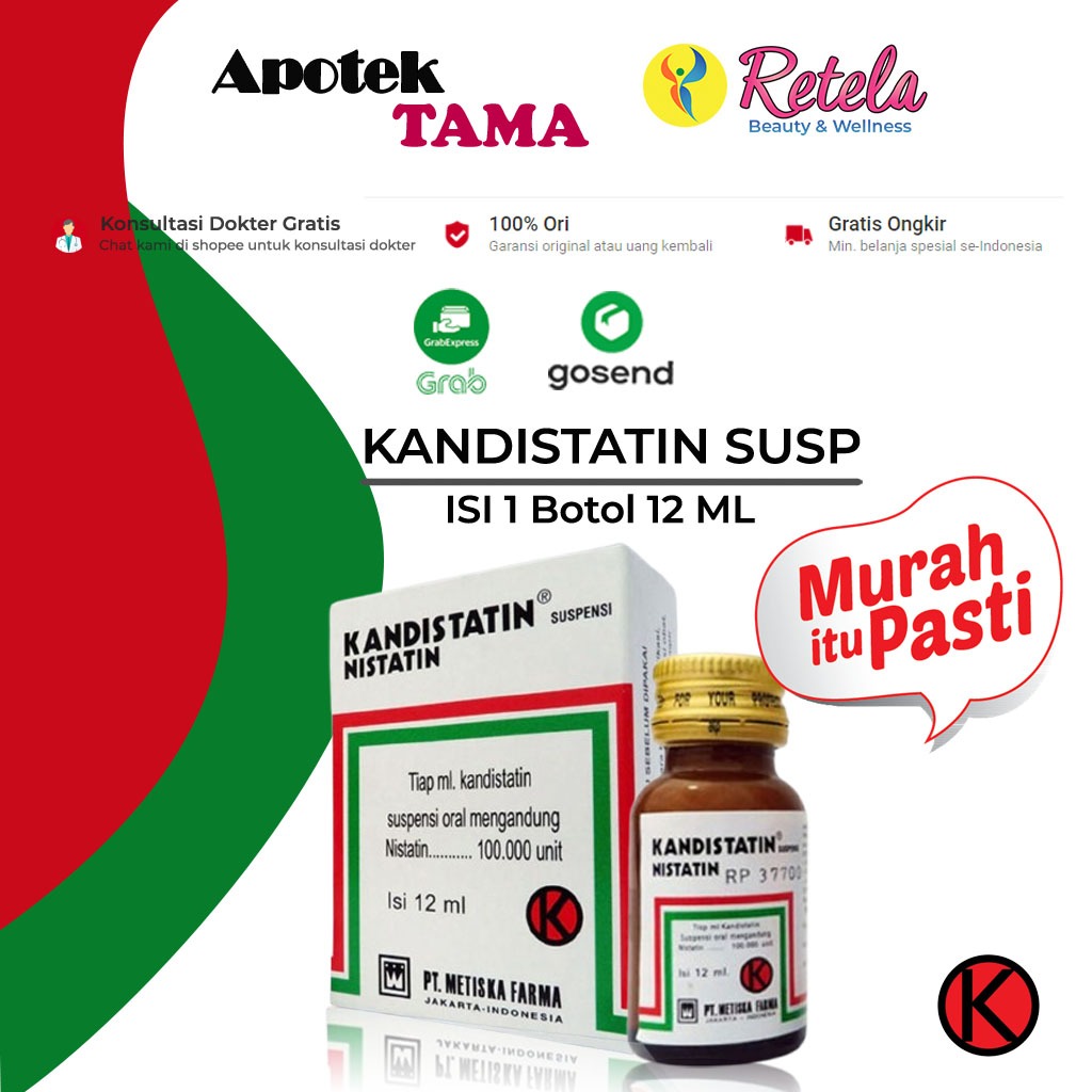 KANDISTATIN SUSPENSI 12 ML / NYSTATIN / OBAT SARIAWAN / INFEKSI JAMUR