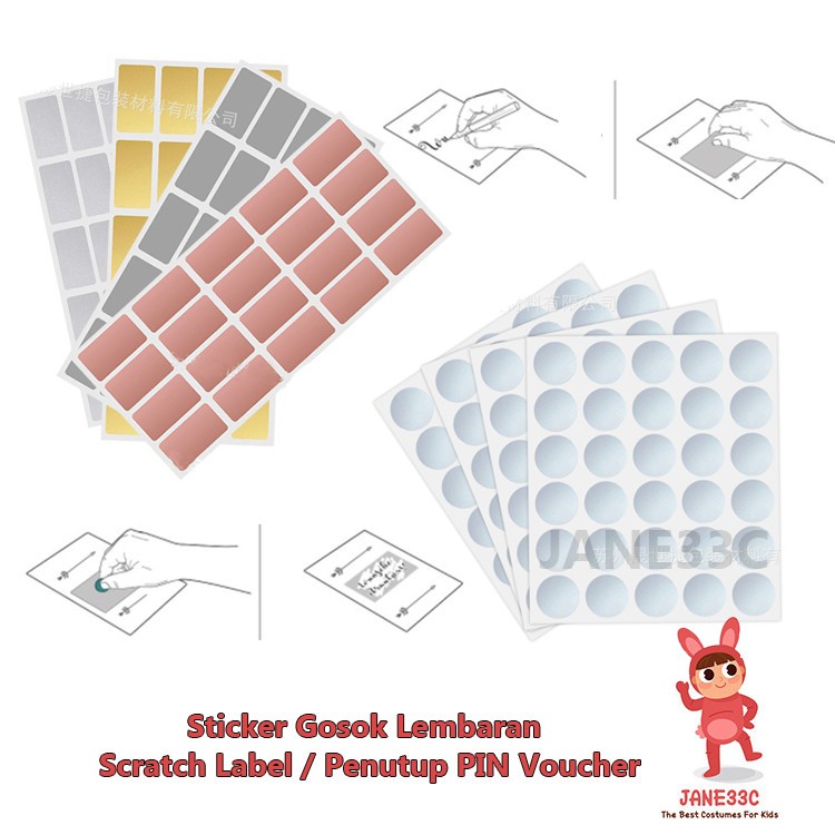 

1 Lembar Label Gosok Bulat / Label Gosok Persegi / Scratch Label / Penutup PIN Voucher Lembaran