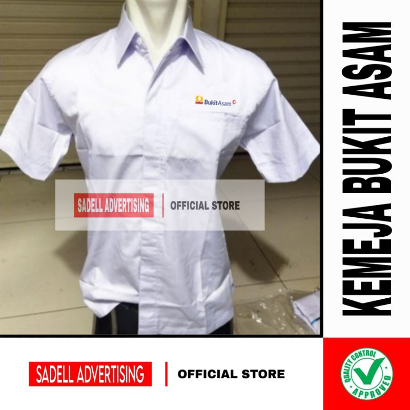 Kemeja BUKIT ASAM Seragam PT Bukit Asam Putih Lengan Pendek Pria Bordir