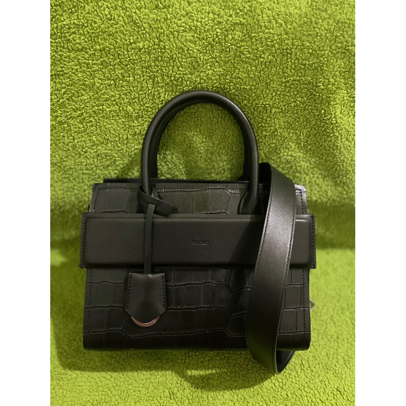 preloved(PL) tas kulit asli pedro croc-effect leather tote bag-original